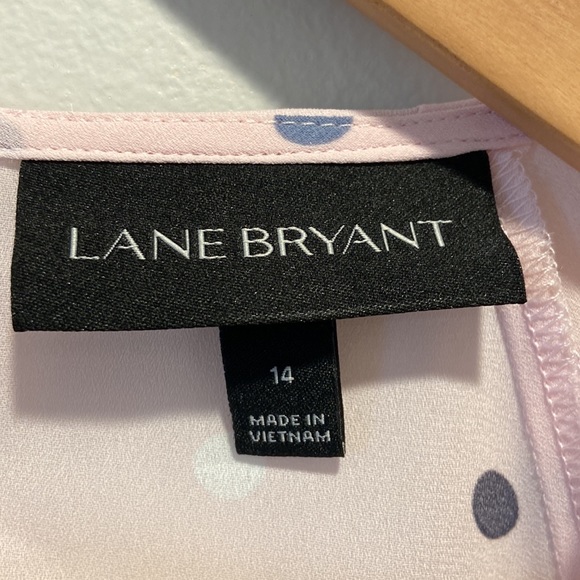 Lane Bryant Polka Dot Pink Chiffon Blouse Women Size 14 - Picture 2 of 7